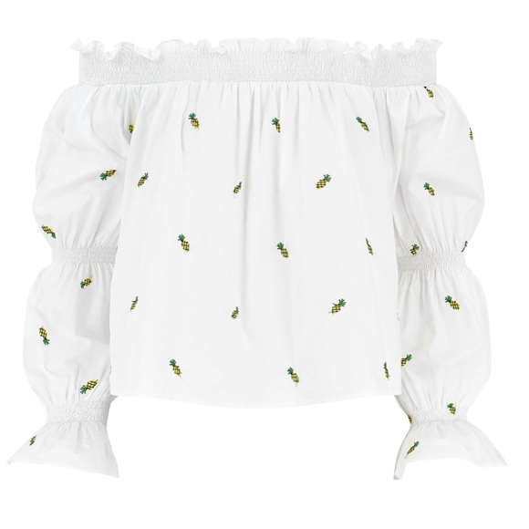 NWT BISHOP + YOUNG PINEAPPLE PRINT OFF THE SHOULDER TOP SIZE MEDIUM - Picture 2 of 14